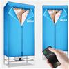 BAKAJI Asciugabiancheria Elettrico ad Armadio con Telecomando e Display di Controllo, Asciugatrice Stendino Asciuga Biancheria ad Aria Calda, Potenza 1200W, Timer 180 min, Dimensione 65 x 45 x 138 cm