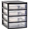 Acan Tradineur - Cassettiera guadiana da tavolo, con 4 cassetti trasparenti, torre di stoccaggio, armadio, bagno, ufficio, nero, 22,5 x 18 x 21,5 cm