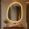 S'AFIELINA Specchio Bagno LED 70 × 90 cm, Asimmetrico, Touch, Senza Cornice