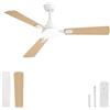 ZMISHIBO Ventilatore da Soffitto 132 cm con Luce e Telecomando, Ventole LED Interno/Esterno, 3 Temperature di Colore, Motore CC Reversibile Silenzioso, Pale Double Face (Bianco/Noce Chiaro Vei