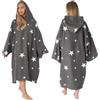 Dreamscene Star Poncho Asciugamano Adulto Con Cappuccio Oversize Bagno Spiaggia Surf In Microfibra Assorbente Ad Asciugatura Rapida Donna Vestaglia Cambio, Grigio.