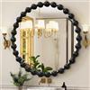 AAZZKANG Specchio rotondo da parete nero con cornice in metallo con perline specchi decorativi grandi 60 cm per camera da letto, soggiorno, bagno, ingresso corridoio cerchio