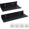 EULAPGOE Scaffale a Muro in Metallo Nero, 2 Pezzi Metallo Scaffale Appeso, Bagno Scaffale Parete Galleggiante in Acciaio Scaffali per Cucina Soggiorno Camera da Letto Ufficio (20cm)