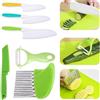 JYNVO Coltelli Per Bambini Antitaglio, Coltello Da Cucina Per Bambini 6 Pezzi Per Tagliare E Cuocere Frutta O Verdura Per I Più Piccoli, Incluso Pelapatate Lama Di Sicurezza Set Regalo Per Bambini