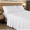 D&D Quality Set di lenzuola per alberghi, per letto singolo, in cotone/poliestere, facile da stirare, set di lenzuola bianche (letto da 150 cm + 2 federe, 50% cotone, 50% poliestere)