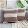 DakTou Copricuscini 2 Pezzi Lino Fodera per Cuscini Biancheria Copricuscino Quadrato Elegante Moderne a Righe Federe Cuscini Boho Home Decor per Divano Soggiorno Letto e Sedia 40x40cm Rosso