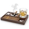 auvstar in Legno Sigari Posacenere da Fumare Cubani Toscani - Include Pinze per Sigari e Sottobicchieri per Conservare i Sigari, Portacenere Vassoio Portatile con Cassetto per Whisky Set -Legno 20cm