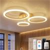 YUNLONG Plafoniera LED Smart a 3 Anelli, Lampadario Moderno Dimmerabile con App/Alexa/Telecomando, Luce da Soffitto 19W 1900LM (3000K-6500K) - Installazione Facile per Camera e Soggiorno, Oro