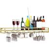 LIGUOYI Mensola da Parete per Bicchieri E Bottiglie, Porta Calici Appendi Bicchieri Robusto E Durevole Porta Calici in Ferro Nero/Oro/Bianco, Porta Bicchieri Vino per Bancone Bar da Cucina
