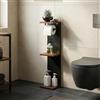[en.casa] Mobile Portarotolo da Bagno Scaffale da Terra Porta Carta Igienica con 3 Ripiani e Barra Supporto Contenitore Rotoli di Riserva per WC Gabinetto 76 x 18 x 18 cm - Nero/Effetto Noce