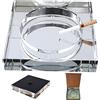 Ydhoud 1 Pcs Posacenere in Cristallo, Posacenere Vetro Quadrato, Tecnologia a Taglio Fine, Antiscivolo e Impermeabile per Esterno, Interno, Casa, Ufficio, Hotel, Piscina, Ristorante (Bianco Argento)