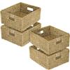 HMF Cesto portaoggetti compatibile con scaffale KALLAX mezzo vano, cesto intrecciato in alghe marine con maniglie | set da 4 pezzi | 30 x 34 x 15 cm | naturale