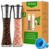 Elf-Family Saliera e Pepiera Set 2 Pezzi Macina Sale e Pepe Manuale | Macinapepe in Vetro e Acciaio Inox con Nucleo in Ceramica Regolabile | Macinino per Sale Grosso, Caffè e Spezie | 200 ml 19,2 cm