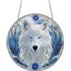 Bimkole Diamond Painting pendente Lupo Bianco, Animali Pittura Con Diamanti 5d Da Appendere, Per La Decorazione Di Finestre E Porte Della Parete Della Casa Del Giardino 20x20 cm