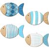 Putuo Decor Decorazione Murale Pesci Blu Bianchi, Set di 4 Pesci Stile Bordo Mare, MDF Effetto Legno, Decorazione Marina Costale per Bagno, WC, Ingresso, Camera dei Bambini, Casa Vacanze