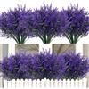 HNVNER 16 Mazzi Bouquet Lavanda Artificiale, Fiori Finti da Esterno Resistenti AI Raggi UV Fiori Artificiali per Cimitero, Giardino Finestra Decorazione Domestica(Viola)