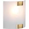 meineWunschleuchte Lampada da parete piatta con paralume in vetro bianco, supporti in ottone, altezza 20 cm