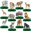 Kotkiddy 12 Pezzi Figure da Tavolo Realistiche di Animali della Giungla Safari Décor per Festa di Compleanno Animali Selvatici Centro Tavolo Baby Shower per Ragazzi e Rag