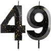 Cxryrzhe Candele Numero 49 Candele per il 49° Compleanno Candele 3D Oro Nero Buon Compleanno Candela Premium in Cera e Design 3D con Diamante Topper per Torta Decorazioni per Festa di Compleanno, Matrimonio