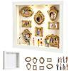 YNNHUDEEP DIY Mini Museum Silhouette Box, Set Di 8 Mini Cornici Oro E 8 Figure Casuali, Cornice Creativa Per Anniversario, Matrimonio, Decorazione Per La Casa (Bianco)