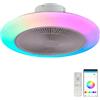 JZCDR Ventilatore da Soffitto con Lampada RGB Plafoniera LED Dimmerabile Telecomando App 6 Velocità Bianco Ventilatori a Soffitto con Luce Camera da Letto Bluetooth Altoparlante Musica Plafoniere Fan