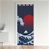 Loussiesd Tenda per porta a onda giapponese per porta 132 x 203 cmOcean Wave Sunset Trattamenti per finestre Decorazione per la casa Onde del mare Divisore per stanza Tenda a tema onda del mare Copritenda per