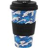 IDRINK®- Tazza in RPET per Caffé con Tappo in Silicone Apribile, Facile da Portare 435 ml, Mug Takeaway Plastica Riciclata 8.7 x 8.7 x 15 cm Ergonomica 435 ml (WAVE)