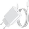 BHHB 20W Caricatore USB C, Blocco di Alimentatore Spina Sviluppato per A-pple, Presa USB C compatibile con i-Phone 17/16/15/14/13 Plus Pro Max, Air-Pods i-Pad, Samsung Galaxy S25/24/23(1 Pezzi+cavo)