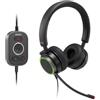 Snom A330D Over-Ear Headset, cancellazione passiva del rumore, cuffie per telefono VoIP, cavo USB/3.5 Jack con controllo chiamate, morbida pelle PU, nero; 0004598
