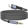 YISH Cavo Aux USB C 1M：Jack USB C Audio Cavo Tipo C a 3.5mm Aux Jack Nylon Compatibile con iPhone 17 Pro/16 Pro Max Plus Samsung Galaxy S26/S25/S24/S23 Ultra Pixel iPad Pro Audio per Auto
