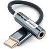 YISH Adattatore USB C Jack 3.5mm：Adattatore Cuffie Tipo C a Jack Aux 3.5mm con DAC Chip Compatibile con iPhone 17/16/16Pro/15 Plus Samsung Galaxy S26/S25/S24 Xiaomi 9/8 iPad Air/Pro Google Pixel