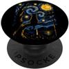 BlackCatStarryAx1 Divertente gatto nero notte stellata Van Gogh luna arte mamma papà miao PopSockets PopGrip Adesivo