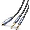 Tymyp Splitter audio, adattatore per cuffie, splitter audio, splitter per cuffie 0,3 m (doppio 3,5 mm maschio a femmina da 3,5 mm), adattatore per cuffie da 1 a 2 jack per cuffie, auricolari, laptop,