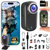 Bextgoo Body Cam, Mini Action Cam 4K,WiFi Action Camera 64GB | Telecamera per Moto con Batteria da 1200mAh, Telecamera Casco Grandangolare 150°, Stabilizzazione EIS per Viaggi, Sport