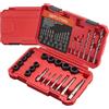 GETLITOOL 27PZ Corredo di Bussole per Rimozione Bulloni Viti con Valigetta, Include 19 Estrattori per Dadi Bulloni Danneggiati e Viti Rotte, 6 Punte Elicoidali HSS, Adattatore 3/8 a 1/4 e Punzone