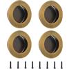 MOROBOR Maniglie per porte scorrevoli in bronzo giallastro, 4 pezzi, in acciaio inox, facili da installare, rotonde, da incasso, 50 mm