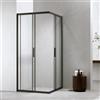 Auria Box Doccia Angolare 70x70 cm h190 - Cabina Doccia Scorrevole in Cristallo Temperato 6mm Trasparente, Profilo Alluminio Nero Opaco, Chiusura Magnetica e Cuscinetti Sganciabili - Mod. Neat