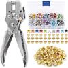 MEGYAD Set da 400 pezzi di pinze per occhielli: Set di attrezzi per pinze per occhielli (Ø 4,5 mm), 100 set di occhielli dorati e 300 occhielli colorati, set professionale di pinze per occhielli