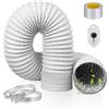 HOWAB Tubo di scarico, 100 mm, diametro 2 m, tubo di scarico flessibile 100 mm/3,94 in, tubo in alluminio PVC con 2 fascette stringitubo in acciaio inox, tubo di scarico per aria condizionata (bianco)