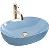 Rea - Lavabo Da Appoggio Lisa In Ceramica,Blu, Ovale 49X35X14cm