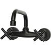 HazLope Rubinetto da parete, a 2 fori, montaggio a parete, in ottone nero, con valvola in ceramica, miscelatore girevole a 360°, per bagno e cucina, attacco NPT 1/2, beccuccio da 22,5 cm