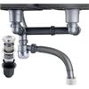 QruiLanTu - Kit di scarico doppio per lavello da cucina, salvaspazio, tubo flessibile estensibile con sifone a P da 114 mm, kit di montaggio con adattatore