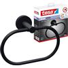 Tesa Porta asciugamani ad anello tesa® MOON BLACK, look Nero opaco, autoadesivo, tecnologia di montaggio adesiva, 53 mm x 184 mm x 130 mm