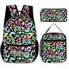 Amabery Set di 3 zaini con stampa leopardata personalizzata, zaino per computer portatile di grande capacità, per adulti, lavoro e viaggio, Leopardo 09, standard, Casual