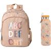 Tutete Set Zaino Scolastico e Borraccia Acciaio Inossidabile 750 ml BPA | Funny Letters