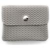 Lemasi Mini portafoglio in pelle, made in Italy, vera pelle bovina, compatto, 11 x 8,5 cm, leggero 50 g, 3 scomparti, bottone automatico, per uomo e donna, portamonete, grigio goffrato, S, Minimalista