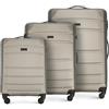 WITTCHEN valigia da viaggio set di 3 valigie trolley bagaglio a mano valigia a rotelle in ABS con 4 ruote spinner chiusura a combinazione maniglia telescopica Globe Line ChampagneRyanair/ITA Airways
