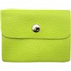 Lemasi Mini portafoglio in pelle, made in Italy, vera pelle bovina, compatto, 11 x 8,5 cm, leggero 50 g, 3 scomparti, bottone automatico, per uomo e donna, portamonete, lime, S, Minimalista