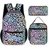 Amabery Set di 3 zaini con stampa leopardata personalizzata, zaino per computer portatile di grande capacità, per adulti, lavoro e viaggio, Leopardo 11, standard, Casual
