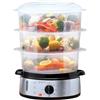 alpina Vaporeira Elettrica - Pentola a Vapore 800W - Steamer Vapore 3 Strati - Vaporiere Elettriche Senza BPA - Lavabile in Lavastoviglie - Da 0 a 60 Minuti - Capacità 9L - Grigio